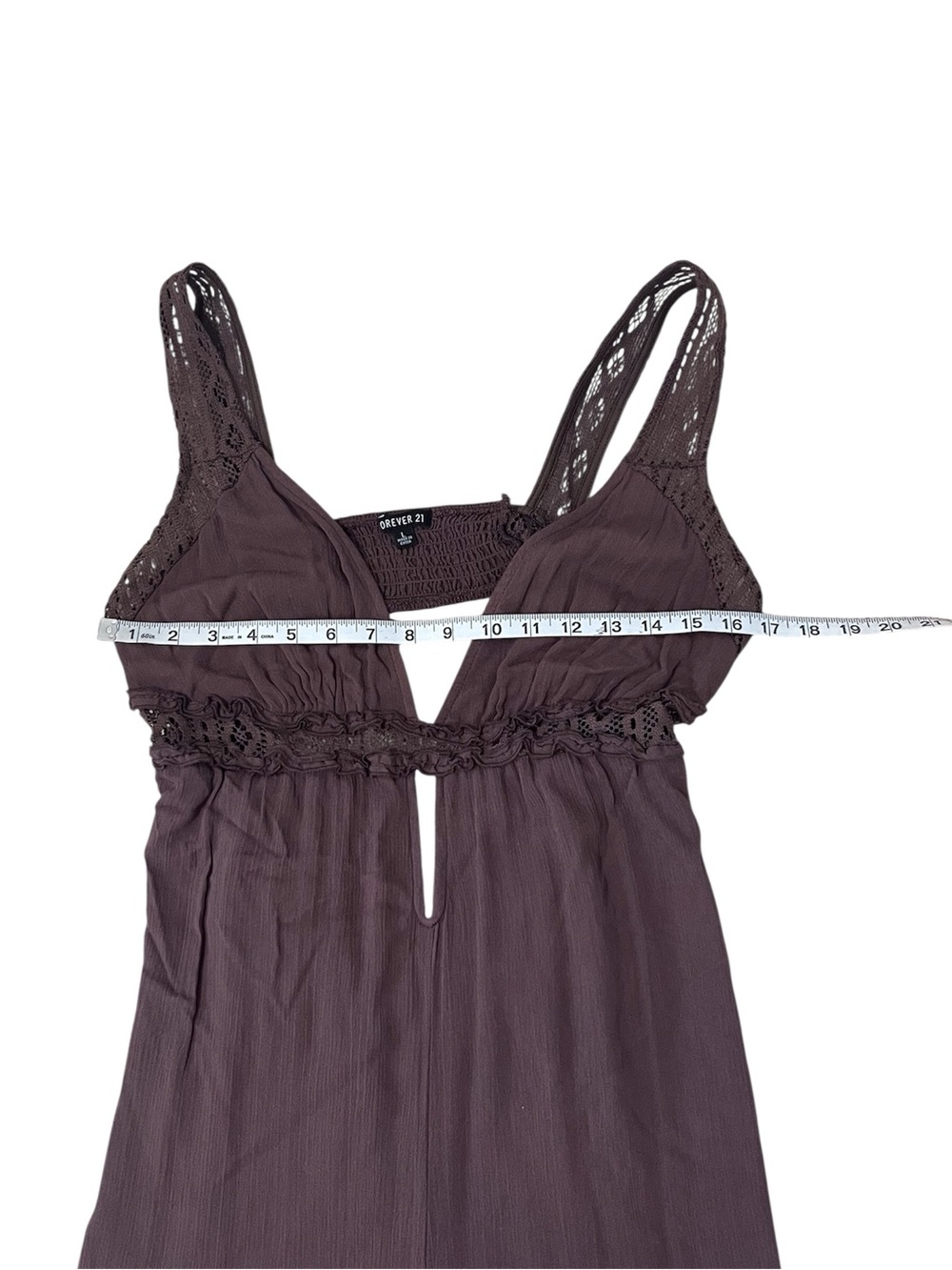 Forever 21 Brown Crochet-Panel Wide-Leg Jumpsuit - Picture 4 of 8
